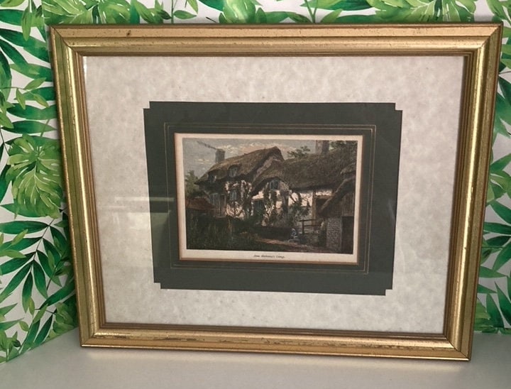 イギリス　銅版画　アンハサウェイのコテージ　額装品 イギリス 銅版画 アンハサウェイのコテージ 額装品 イギリス 銅