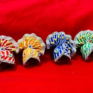 Beautiful Leheriya Print Crown for Laddu Gopal/ Turban for Krishna/ Head Gear for Kanha/Krishna Shringar/ Janmashtami Dresses/ Kanha Mukut
