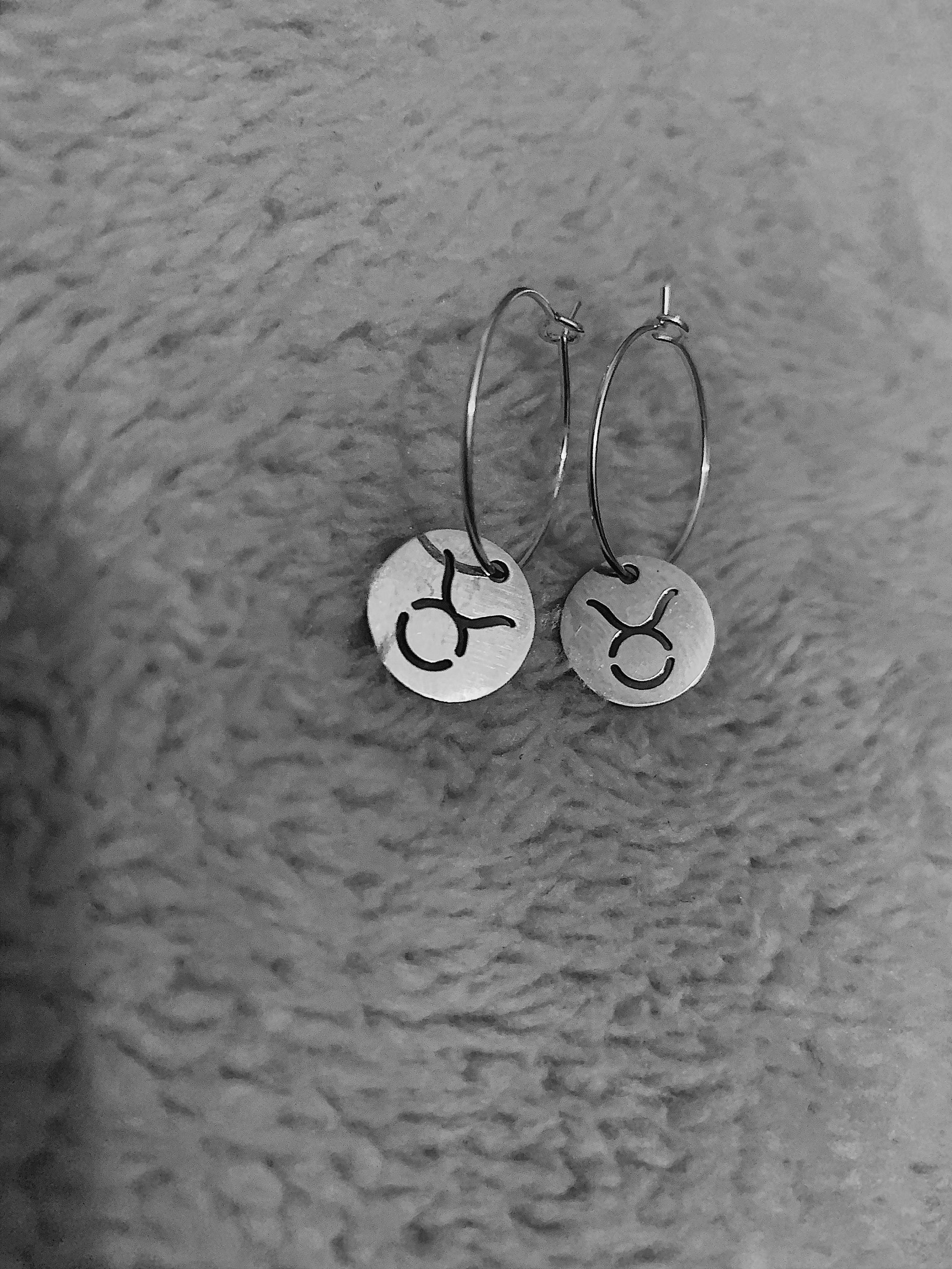 Zodiac Hoop Earrings Taurus Etsy