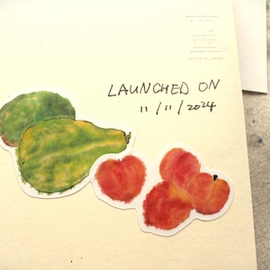 6 autocollants aquarelle fruits en vinyle | Pêches, mangue et papaye | 2 pouces
