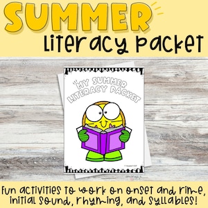 Summer Literacy Packet, Summer Literacy Activity, Literacy Activity, Speech, Speech Therapy, Home Program, Literacy Home Program, Literacy