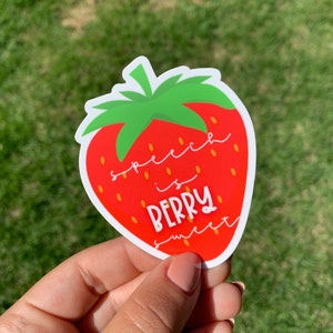 Autocollant orthophonique, autocollant SLP, cadeau SLP, Merch SLP, cadeau, autocollant planificateur, autocollant d’ordinateur portable, la parole est berry sweet, pathologie de la parole