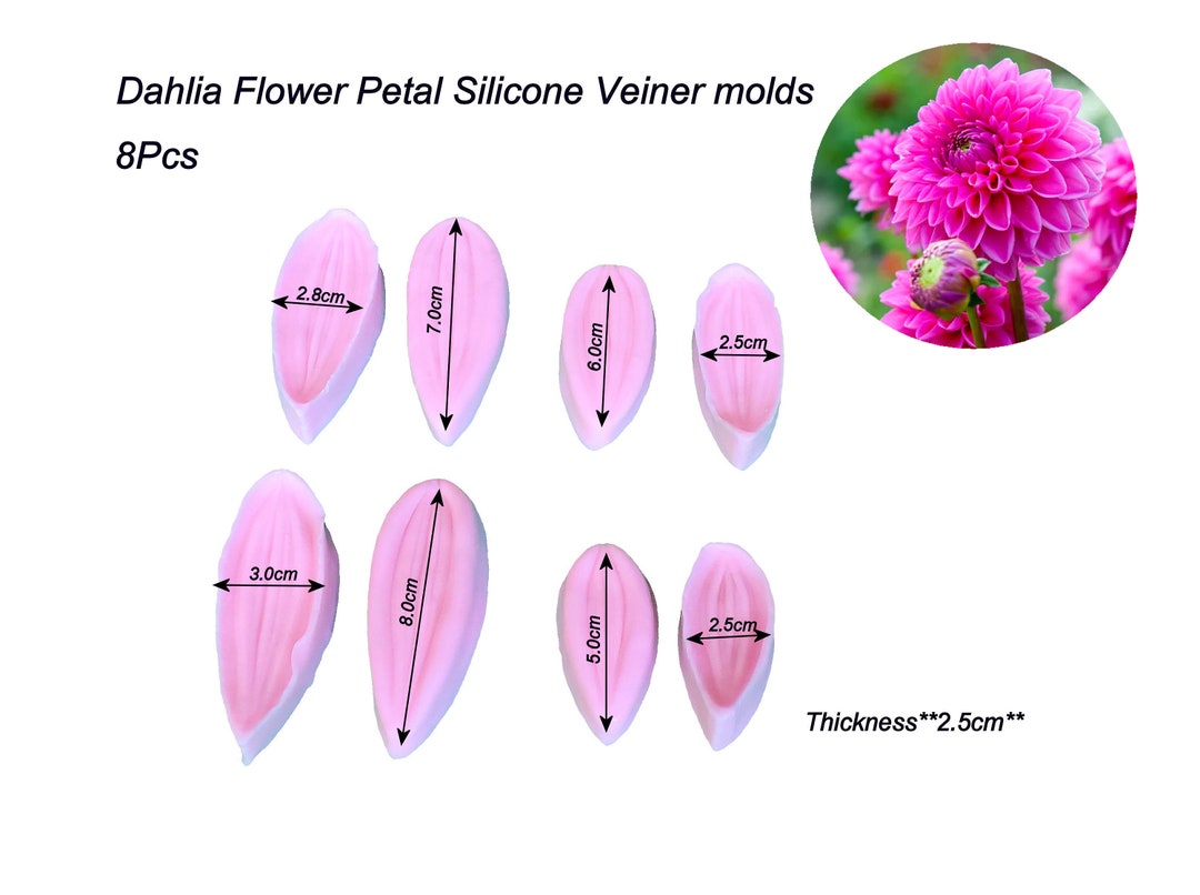 Dahlia Flower Petal Silicone Veiner Molds 8pcs Clay Flowers Etsy