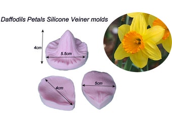 Daffodils Petals Silicone Veiner molds, Clay Flower Petals Embossed Molds Cake Decorating Tool DIY Handmade Gum paste Clay Flowers Molds.