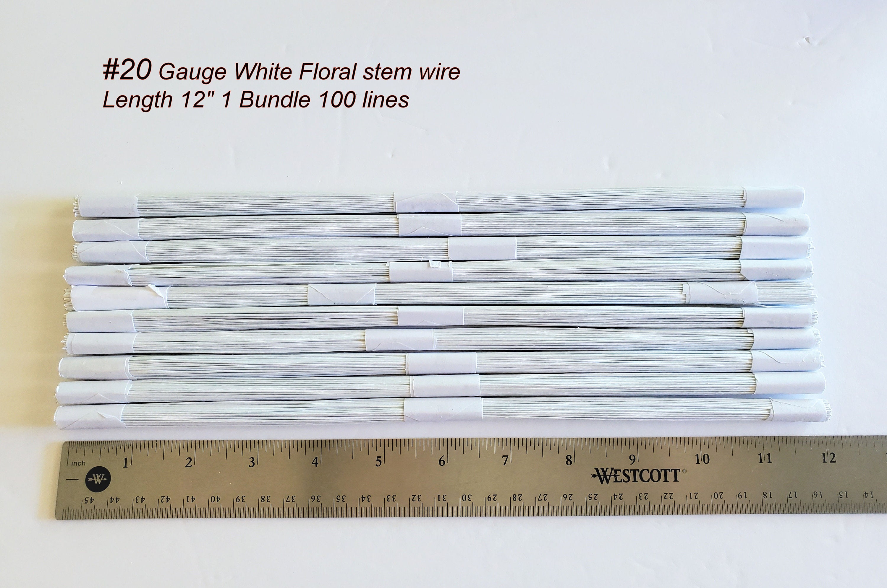 Gauge 28x12'' 100 Pcs Green Floral Stem Wire Paper Wrapped Artificial  Flower Craft 