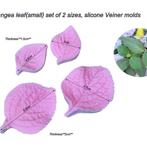 Hydrangea leaf(small) set of 2 sizes , universal all purpose leaf Silicone Veiner molds, Clay flowers, Artificial DIY Handmade .Flowers