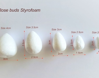 Foam Rose Buds 4cm, 3.5cm, 3cm, 2.5cm, 2.0cm  For Clay flowers, nylon flowers, Artificial flowers Making Supplies DIY.