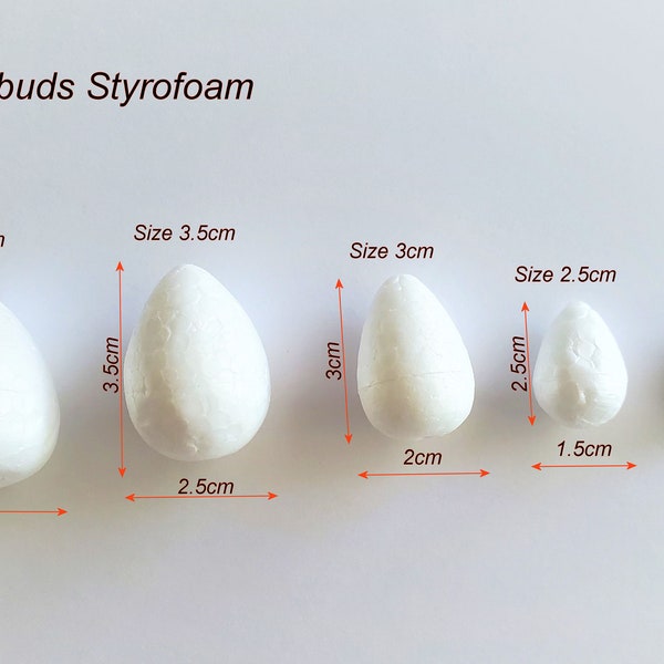 Foam Rose Buds 4cm, 3.5cm, 3cm, 2.5cm, 2.0cm  For Clay flowers, nylon flowers, Artificial flowers Making Supplies DIY.