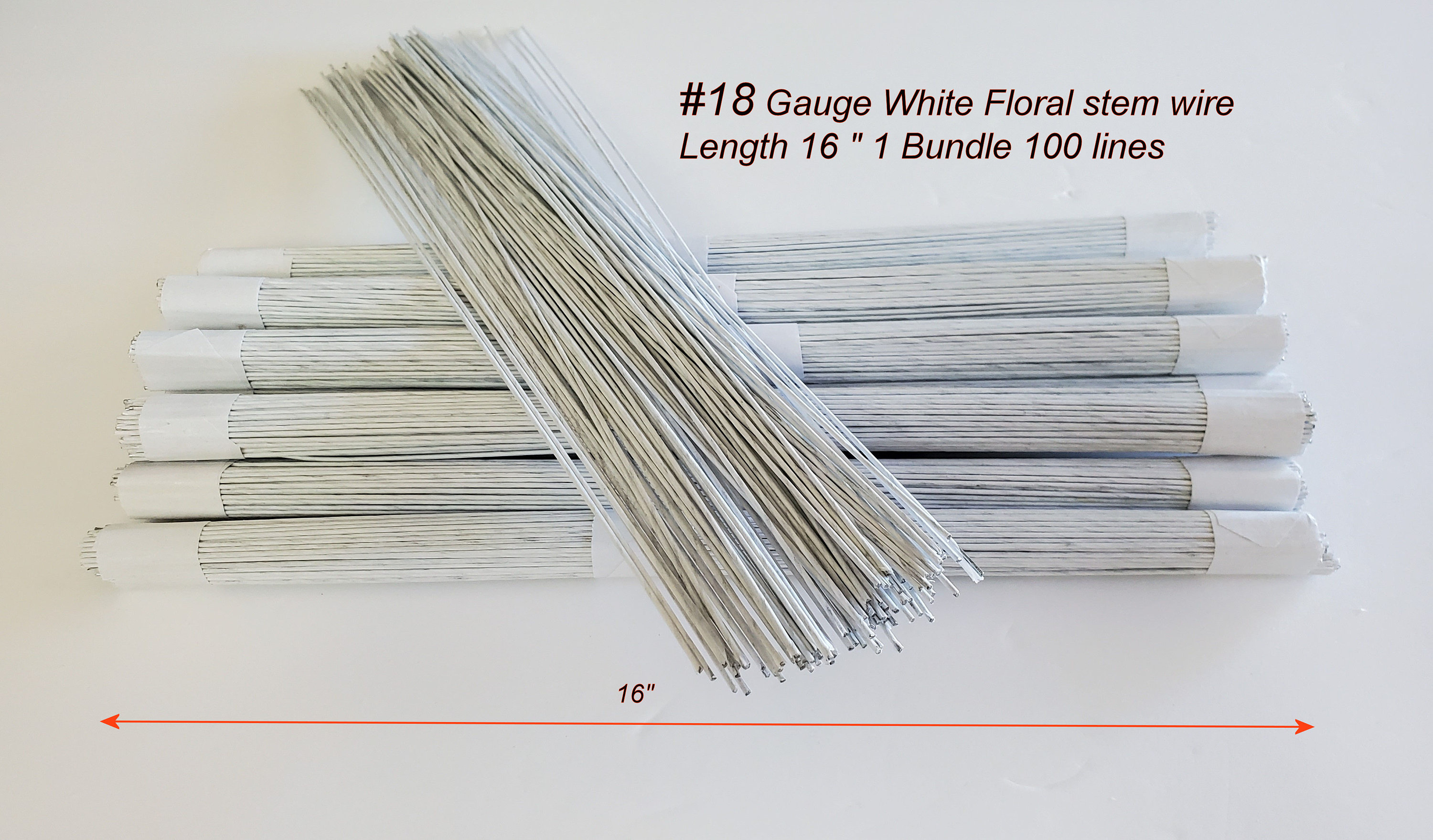 Gauge 18x16'' 100 Pcs White Floral Stem Wire Paper Wrapped Artificial  Flower Craft,clay Flowers 