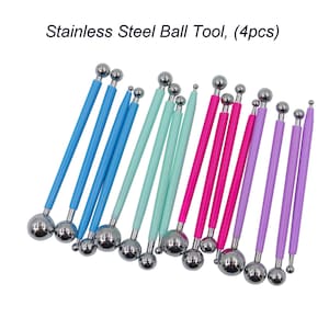 Stainless Steel Ball Tool, (4pcs) Clay Sculpting  Modeling Tools, Making of Clay Flowers Sugar flowers Artificial flowers