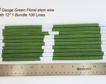 Gauge 28x12'' 100 Pcs Green Floral Stem Wire Paper Wrapped Artificial  Flower Craft 