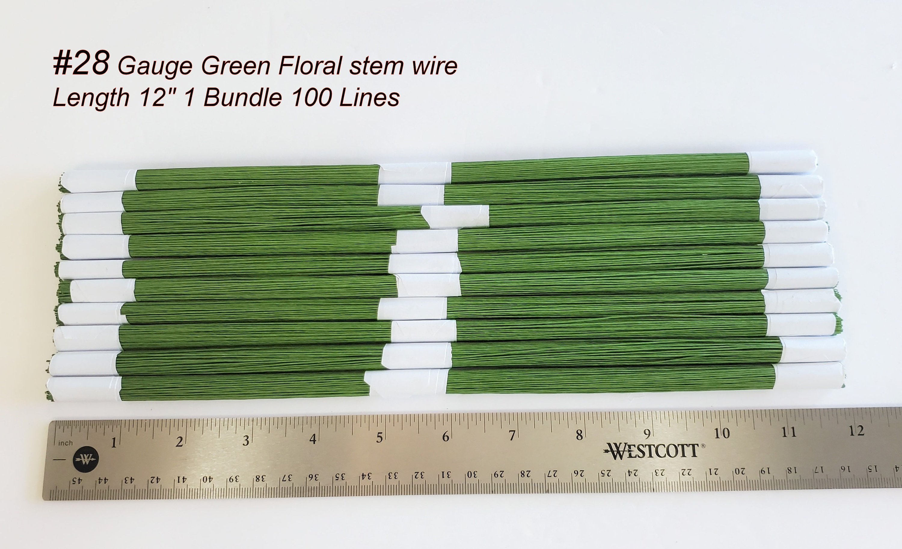 Gauge 28x12'' 100 Pcs Green Floral Stem Wire Paper Wrapped Artificial  Flower Craft 