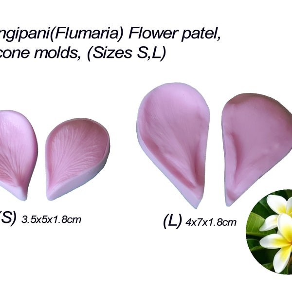 Frangipani(Flumaria) Flower Petal Veiner Silicone Molds L,S Clay flower, Artificial flowers, Gum Paste, Sugar craft, Cake Decorating .