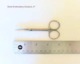 Small Embroidery Scissors, 4" Stainless Steel Sharp Pointed Tip Detail Shears for DIY Craft Thread Cutting, Artificial flowers work.