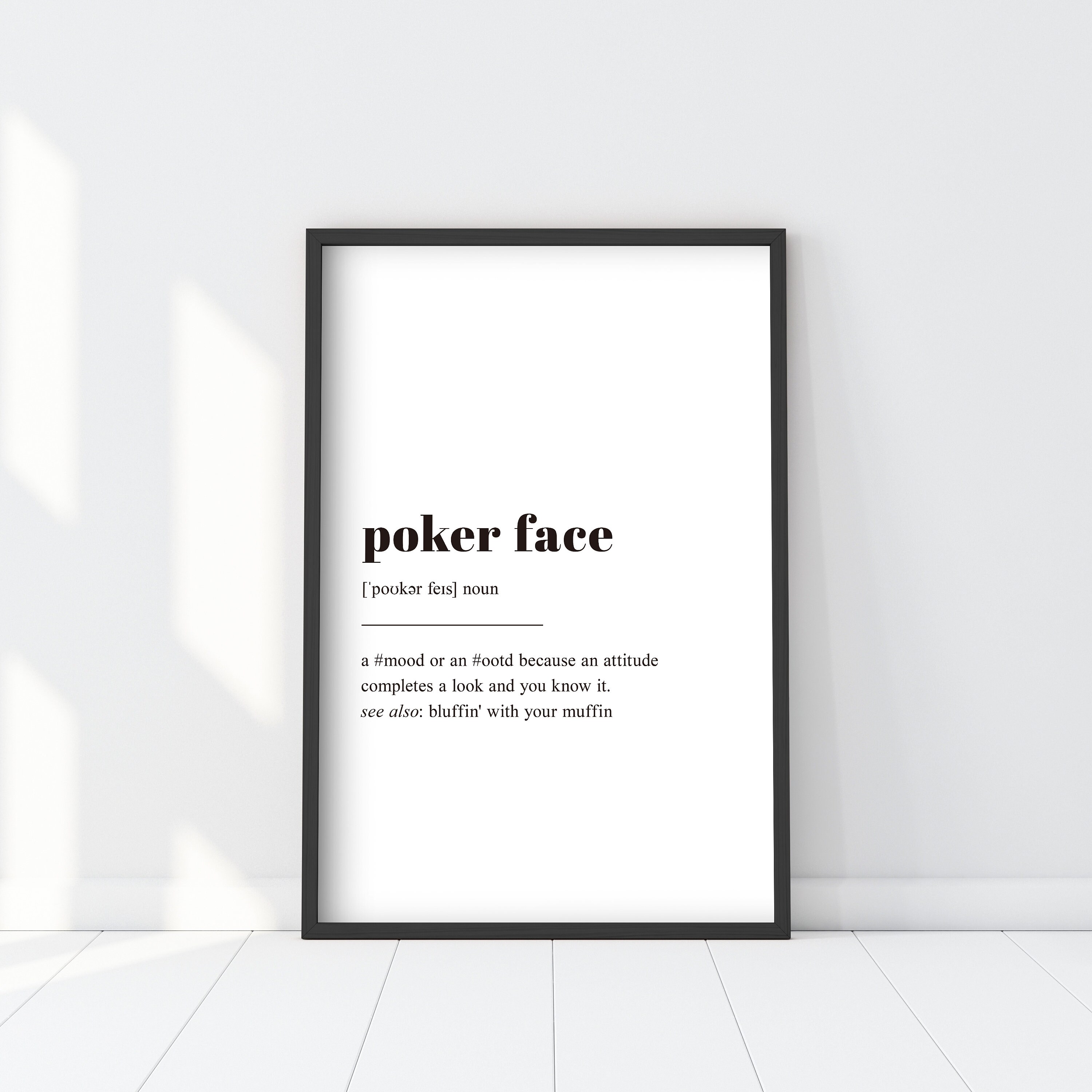 Poker Face Definition Print Wall Art Print Quote Print Etsy