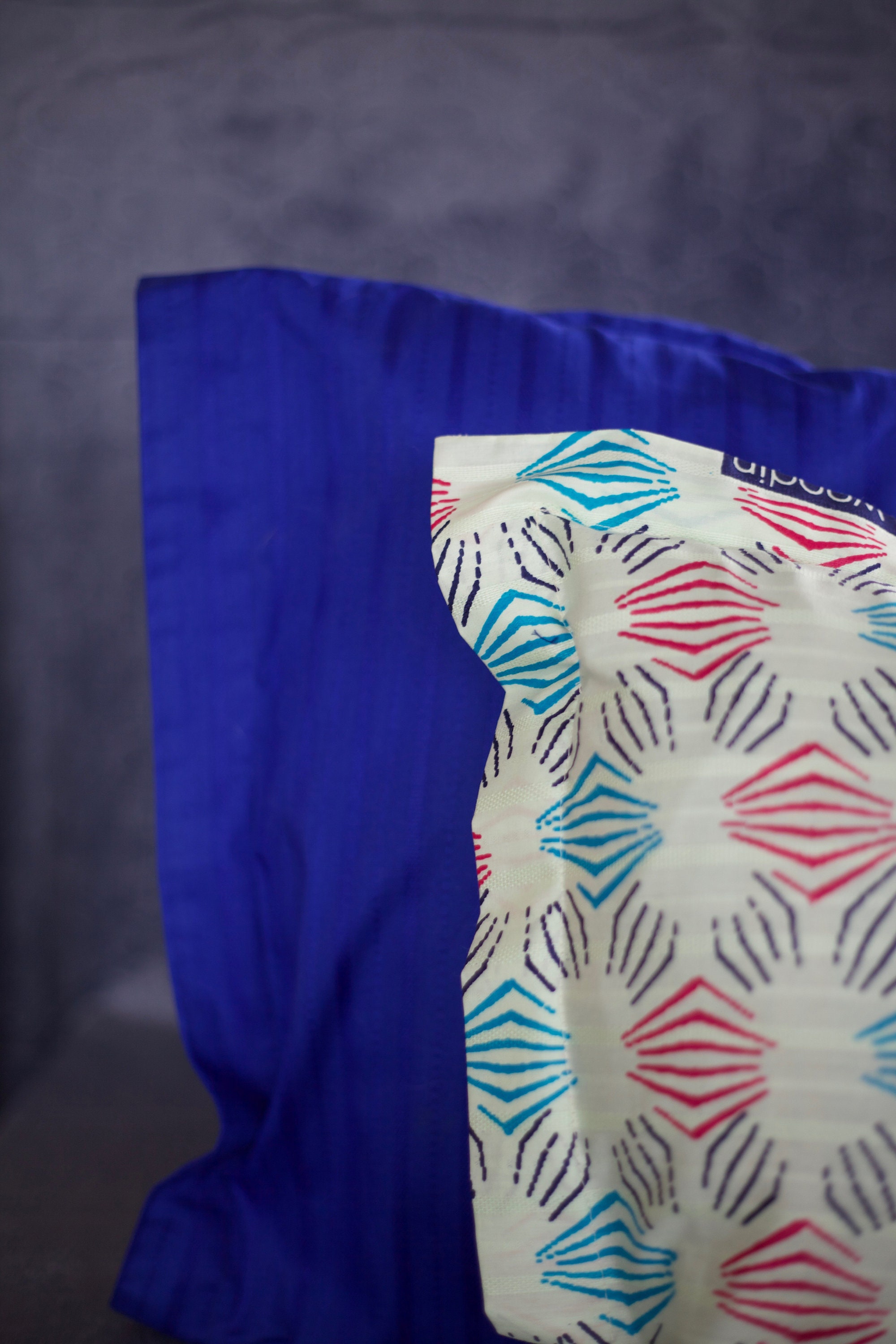 Dark blue pillow case and matching colourful pillow case Etsy