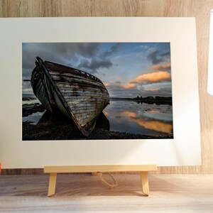 Sunset Boats Photo Print (303mm x 406mm) Abandoned Boats, Loch Print, Nautical, Sunset Photo, Sunset Print, Landscape Photo, Mounted Print