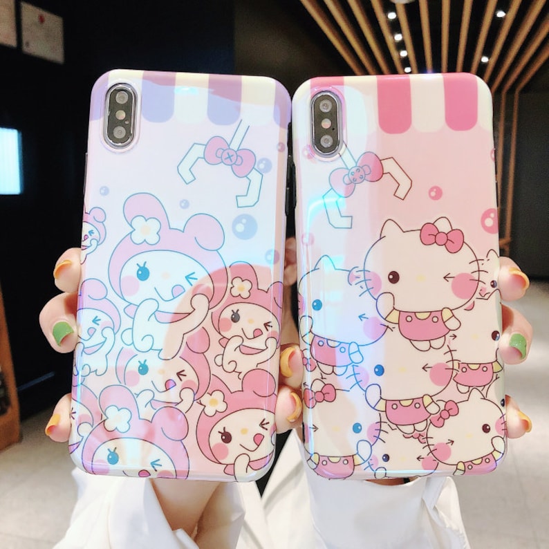 Purin Melody Kitty iPhone Case for iphone 678 Plus X XS XR XSmax 11 Pro Max Cartoon Anime Handmade Lovely 3D Silicone Girls Birthday Gift