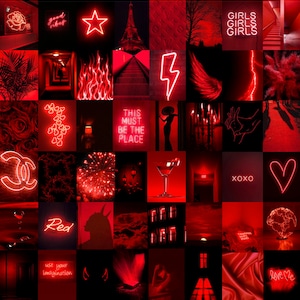Neon Red Aesthetic Photo Wall Collage Kit - Etsy