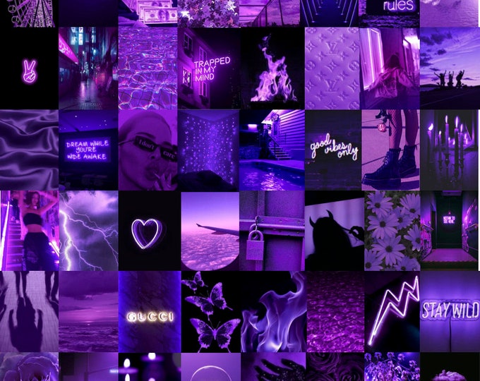 Neon Purple Aesthetic Photo Wall Collage Kit - Etsy
