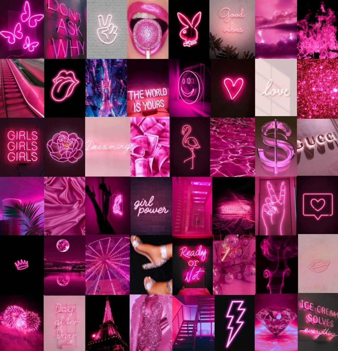 Neon Pink Aesthetic Photo Wall Collage Kit - Etsy