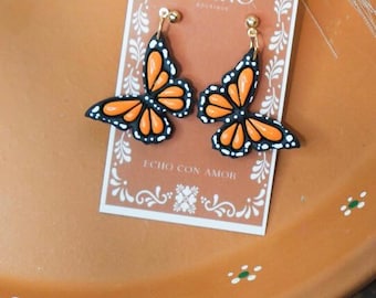 MARIPOSAS earrings | stud earrings | clay earrings | mexican | monarcas |
