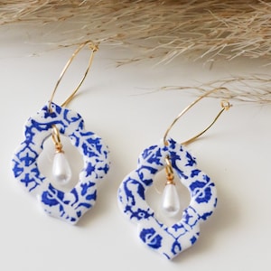 MARROQUÍ earrings | clay earrings | azul | blue | tile | greek | santorini | marroquí