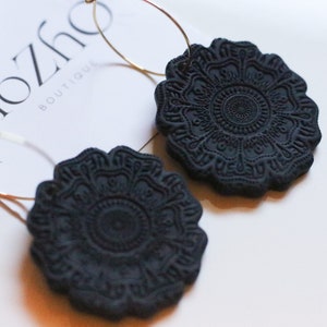 Black Mandalas earrings | clay earrings | bohemian |