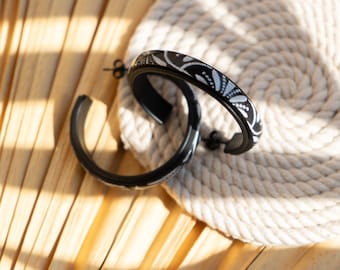 Aretes LICHITA / inspirados en barro negro / negros / talavera/ negro/ mexicanos / inspirados/hechos a mano / arcilla / otomí