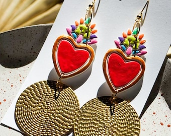 Orecchini Lunghi Boho In Pietre Miste Con Nappe - Placcati Oro 18K