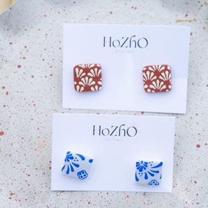 TALAVERA STUD / talavera / studs / barro / klei / handgemaakt / mexicaans / blauw / bruids / boda's