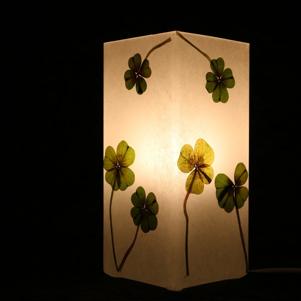 Lampe mit gepresstem Glücksklee, Lamp with pressed Lucky Clover