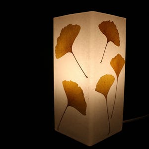 Lampe mit gepresstem Ginko, lamp with pressed Gingko