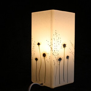 Lampe mit gepressten Gänseblümchen und Fontänengras, Lamp with pressed daisies image 2