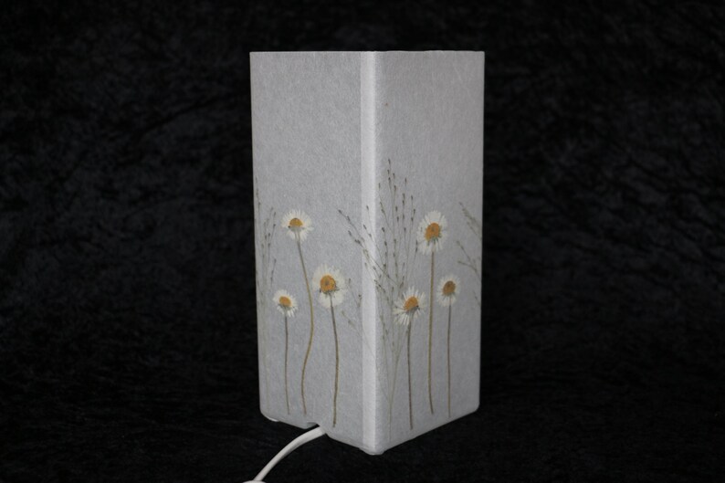 Lampe mit gepressten Gänseblümchen und Fontänengras, Lamp with pressed daisies image 4
