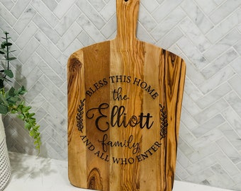 Large Olive Wood Bless This Home Board