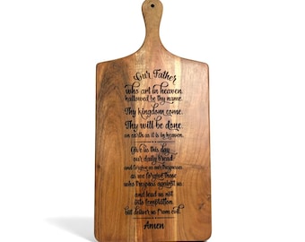 Large Lord's Prayer Wood Serving Board - 22" x 10.25" - Weddings, Christmas, Birthdays