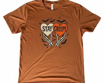 Heather Autumn Graphic Tee: Stay Creepy Halloween