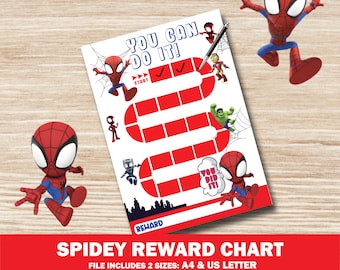 Spidey and his amazing friends Reward Chart, Sticker Chart, Kids Potty Training, Behavior Chart, Goals Instant download Toddler Preschool