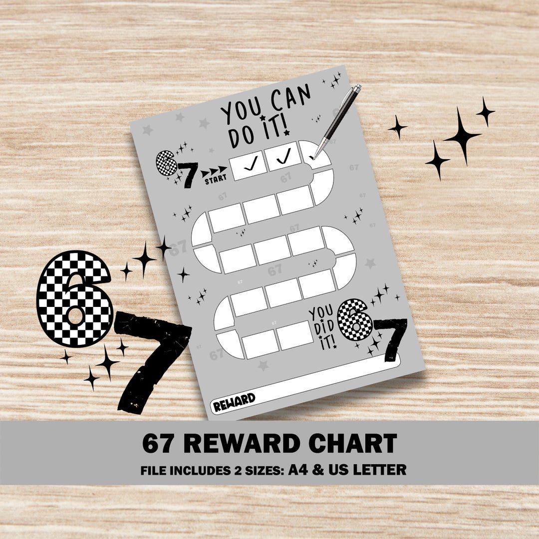 Competitive Coin Chart R67 67 Reward Chart, Six Seven Chore Chart, Behavior Chart, Six Seven ...