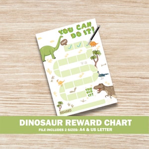 Dinosaur Reward Chart Sticker Chart Kids Potty Training Chart Behavior Chart Goals dino Instant download boy reward chart Toddler Preschool