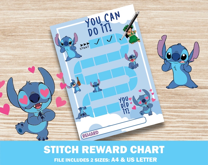 Stitch Reward Chart for Kids, Chore Chart, Behaviour Chart, Digital ...