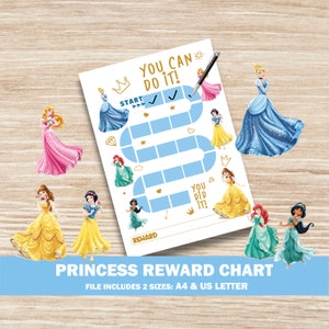 Prinzessin Belohnungstabelle, Aufkleber, Tabelle, Kinder Töpfchen, Verhaltenstabelle, Ziele Sofortiger Download Kleinkind Vorschule
