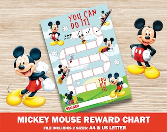 Mickey Mouse Reward Chart Sticker Chart Kids Potty Training Chart Behavior Chart Goals Instant download reward chart Toddler Preschool