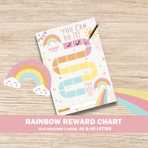 Rainbow Reward Chart, Sticker Chart, Kids Potty Training, Behavior Chart, Goals Instant download Toddler Preschool  rainbow sun