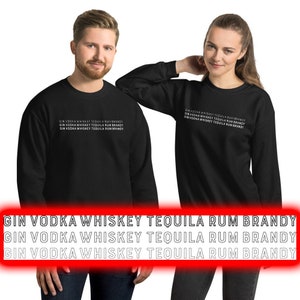 Bluza z nadrukiem alkoholu dla mężczyzn i kobiet - Odzież koktajlowa dla barmanów - Koszulka dla miłośników alkoholu - Bluza z kapturem do picia - Rum Gin Whiskey Tequila Wódka