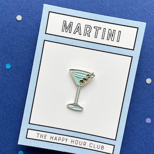 Martini Cocktail Enamel Pin - Drinks and Alcohol Themed Gift Ideas. Lapel Pin Jewelry for Bartender or 21st Birthday or Cocktail Lover.