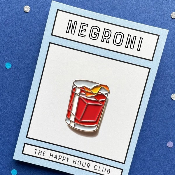 Negroni Cocktail Enamel Pin - Classic Drinks and Alcohol Themed Gift. Gin and Campari Lapel Pin Jewelry for Bartender or High End Hostess.