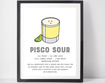 Pisco Sour Art Etsy