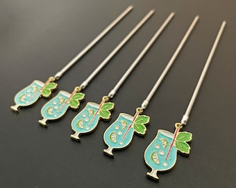 Cocktail Charm Cocktail Picks - 5 Appetizer Picks - Olive Martini Picks for Cute Bartender Gift - Garnish Sticks - Drink Stirrer or Skewers